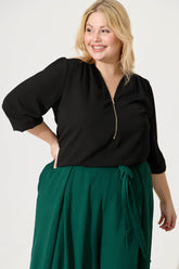 Black Zip Blouse by Viviani